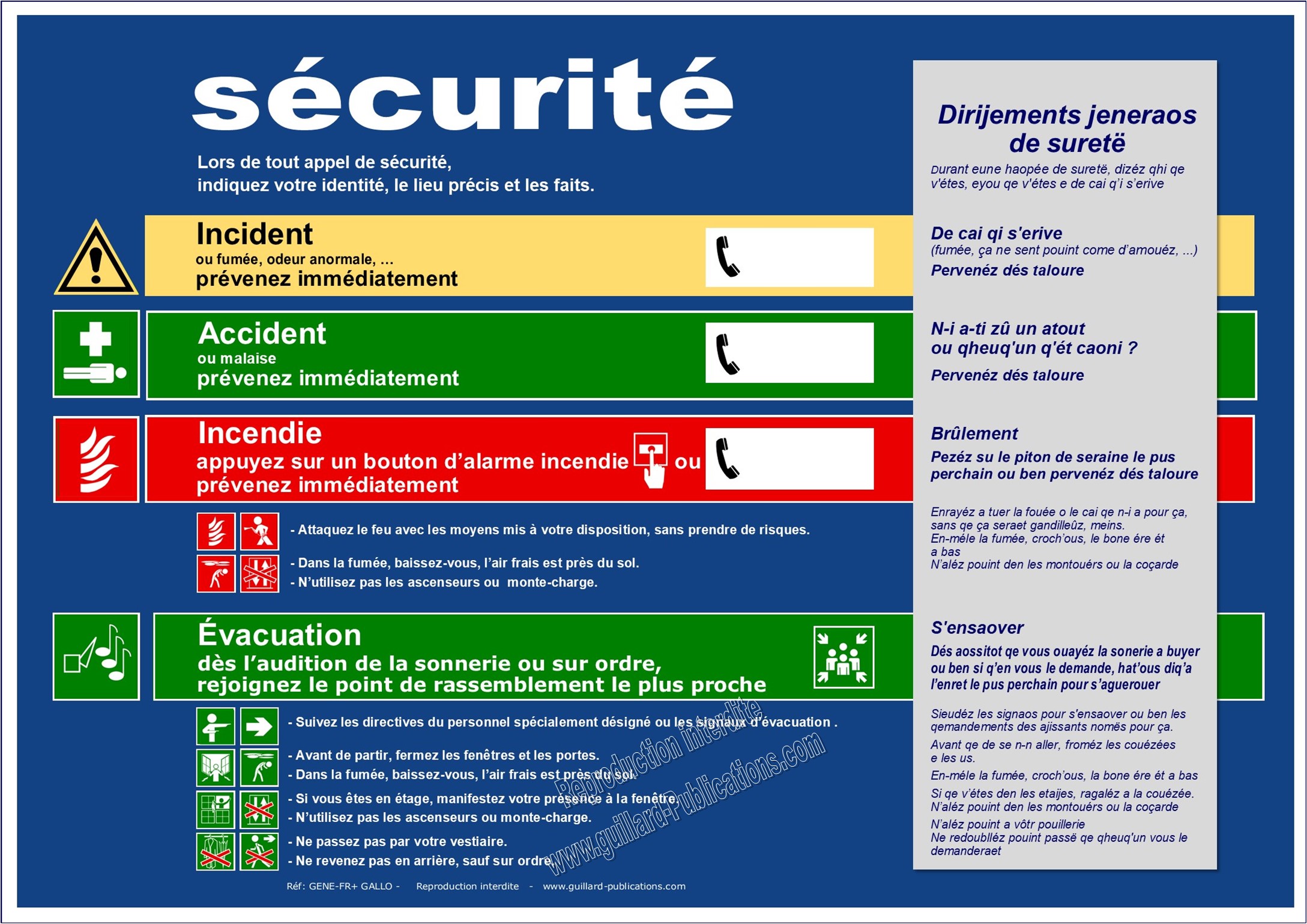	. ERP et ERT - Panneau de consignes de securite en FRANCAIS et GALLO - GENE.FR.GALLO