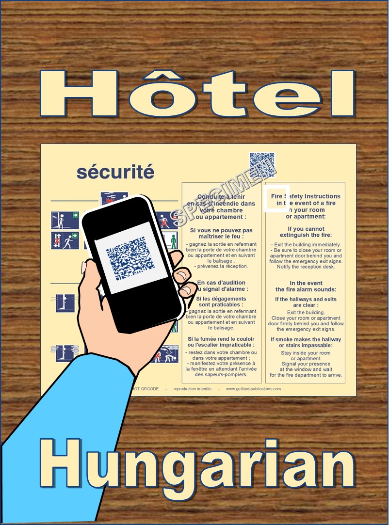 	... HOTEL CHAMBRE . QR code + IA + HONGROIS traduction