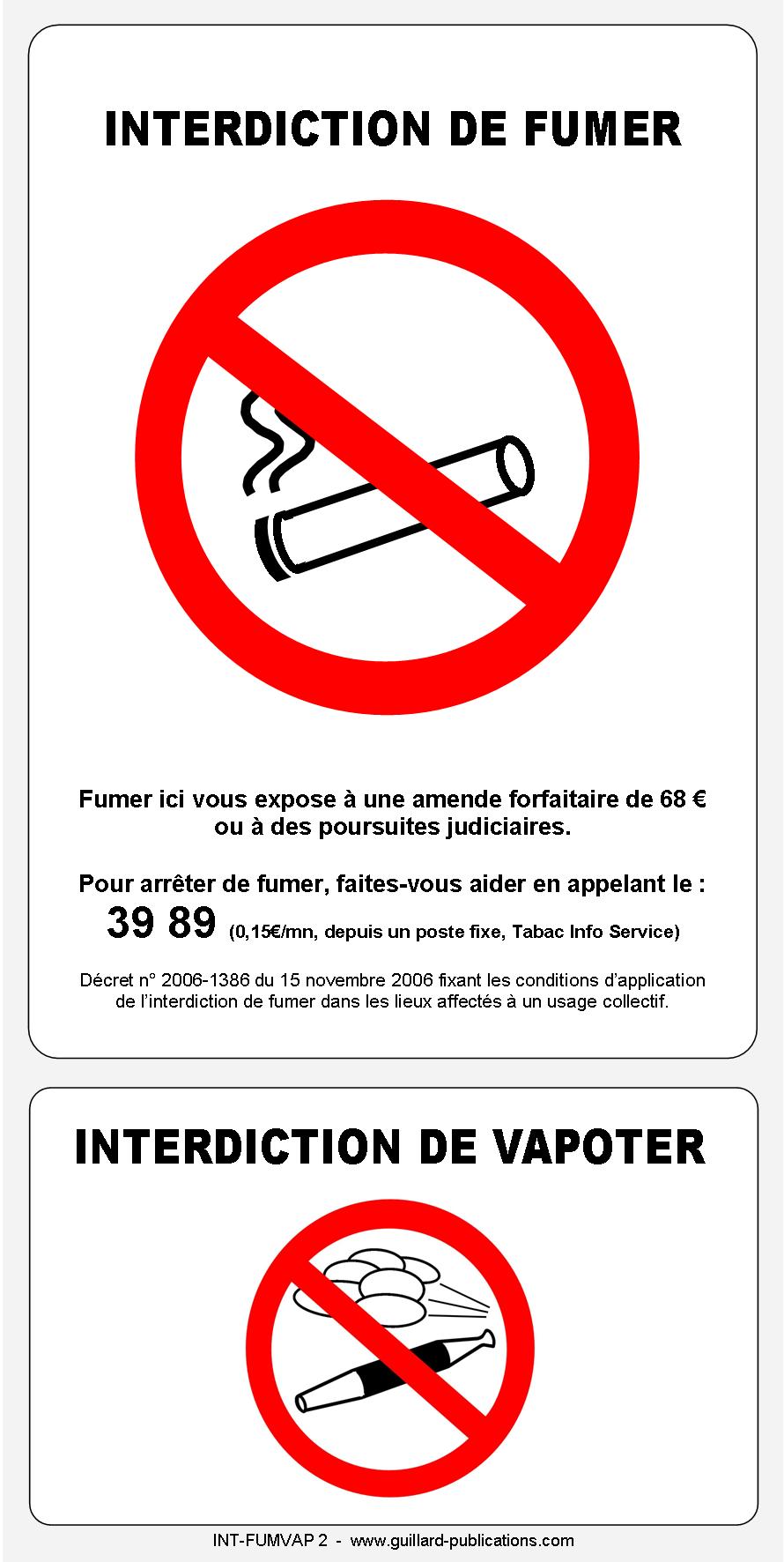 Signal d'interdiction de FUMER ET DE VAPOTER INT.FUMVAP<head>