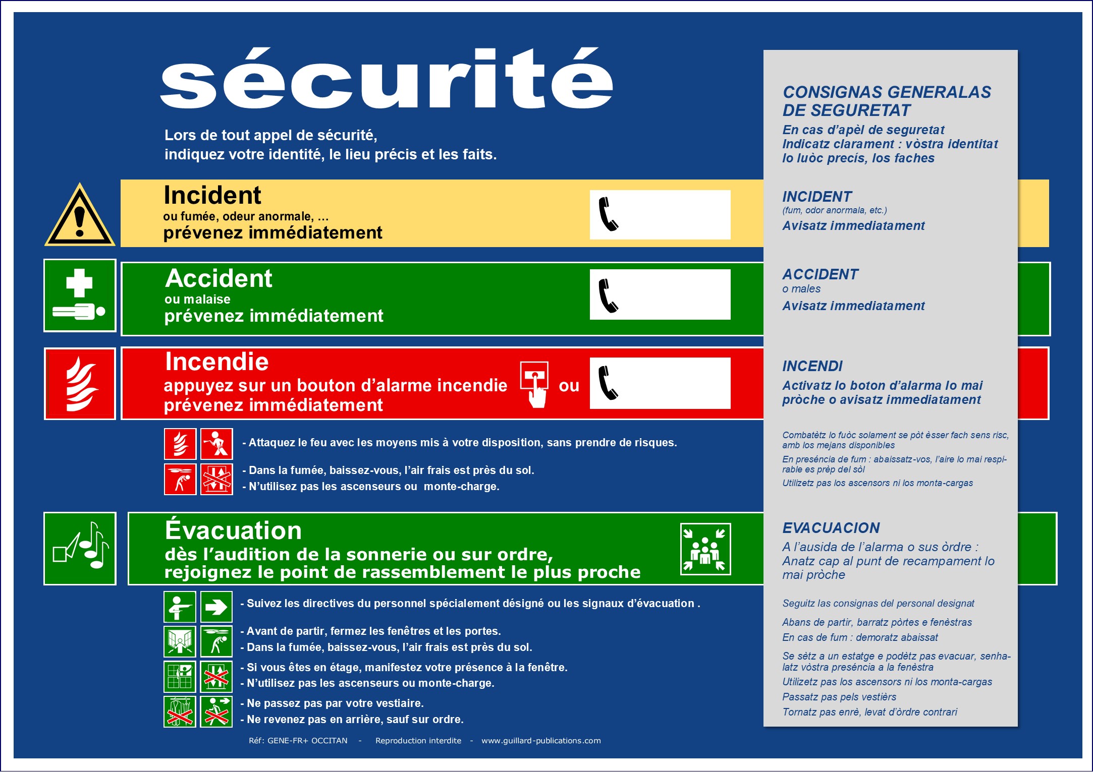 	. ERP et ERT - Panneau de consignes de securite en FRANCAIS et OCCITAN - GENE.FR.OCCITAN