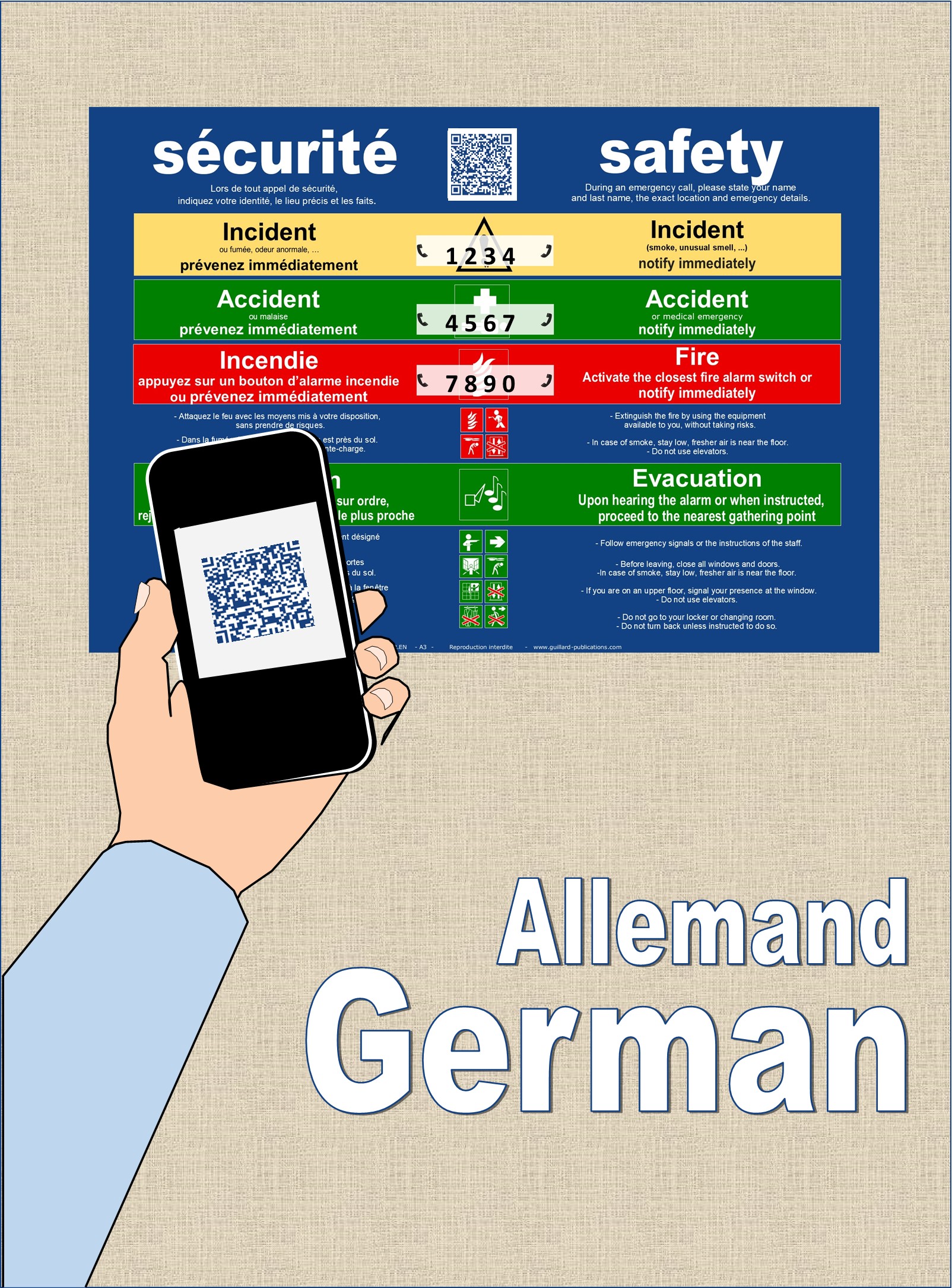 ... SECURITE - SAFETY . QR code + IA + ALLEMAND traduction