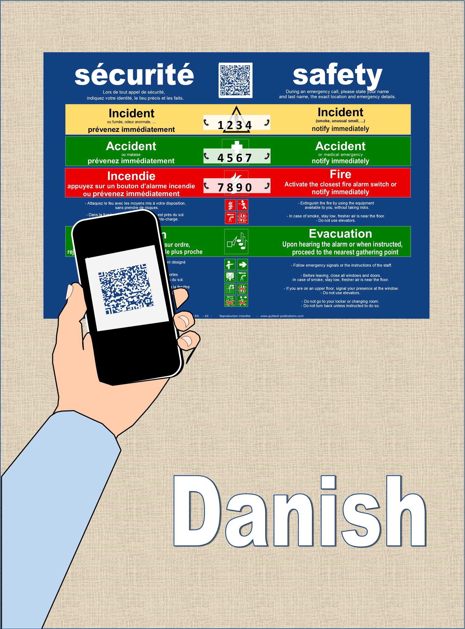 ... SECURITE - SAFETY . QR code + IA + DANOIS   traduction