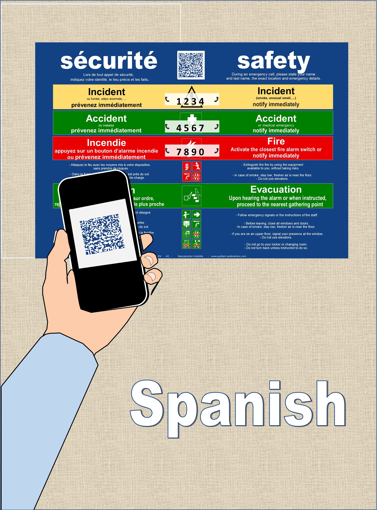 ... SECURITE - SAFETY . QR code + IA + ESPAGNOL traduction