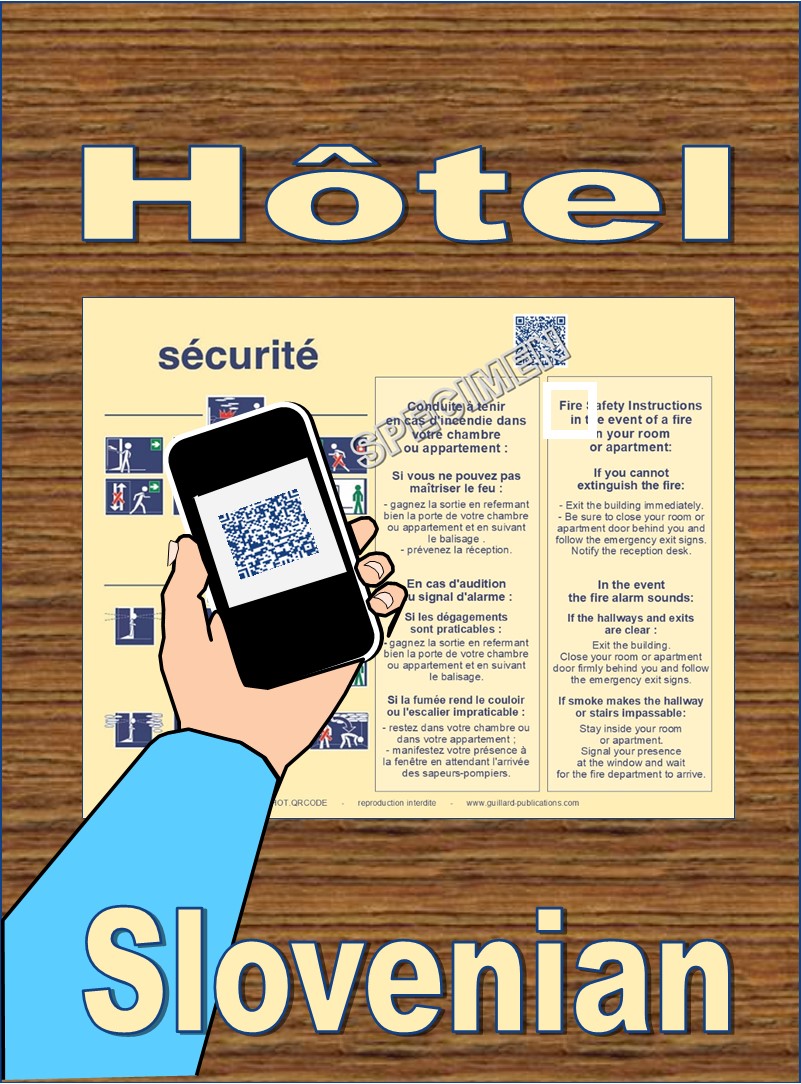 	... HOTEL CHAMBRE . QR code + IA + SLOVENE traduction