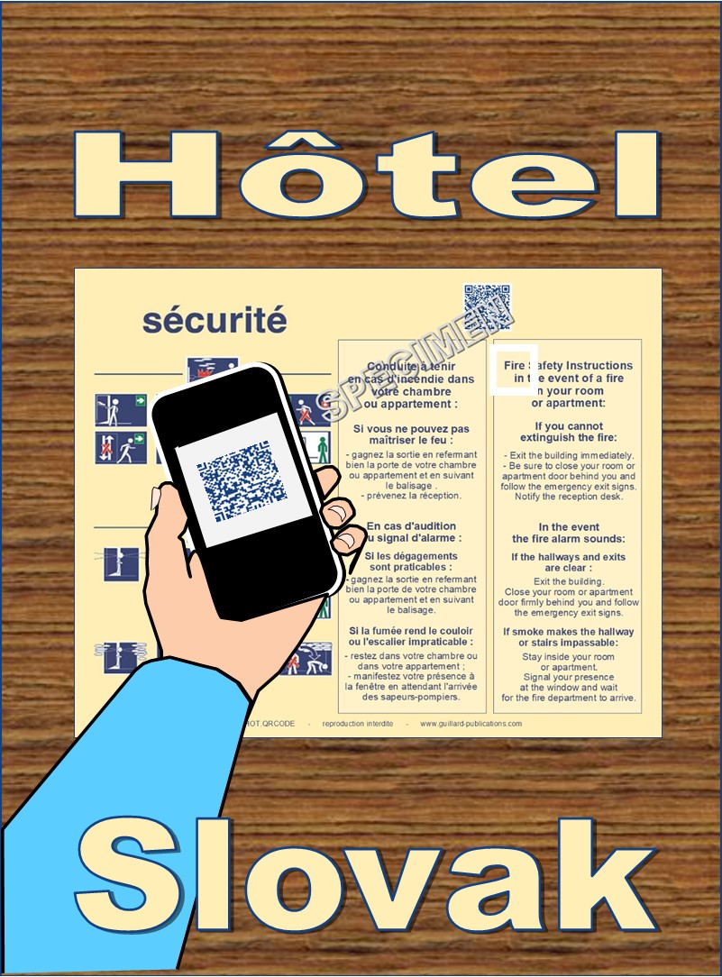 	... HOTEL CHAMBRE . QR code + IA + SLOVAQUE traduction